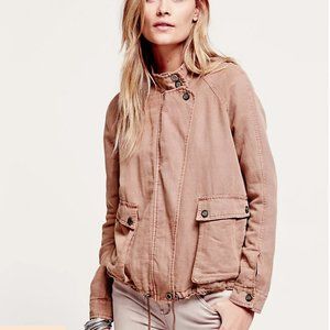 Free People Double Cloth Zip Up Jacket in Dusty Rose - Small